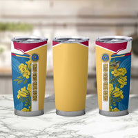 United States Virgin Islands Tumbler Cup with Blue Yellow Floral Design and Government Seal Bird - Wonder Print Shop