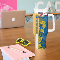 United States Virgin Islands Tumbler With Handle with Blue Yellow Floral Design and Government Seal Bird - Wonder Print Shop