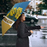 United States Virgin Islands Umbrella with Blue Yellow Floral Design and Government Seal Bird - Wonder Print Shop