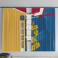 United States Virgin Islands Window Curtain with Blue Yellow Floral Design and Government Seal Bird - Wonder Print Shop