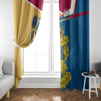 United States Virgin Islands Window Curtain with Blue Yellow Floral Design and Government Seal Bird - Wonder Print Shop