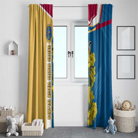 United States Virgin Islands Window Curtain with Blue Yellow Floral Design and Government Seal Bird - Wonder Print Shop