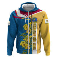 United States Virgin Islands Zip Hoodie with Blue Yellow Floral Design and Government Seal Bird - Wonder Print Shop