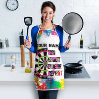 Colorful Dartboard and Splatter Paint Darts Apron Personalized Motivational Quote - Wonder Print Shop