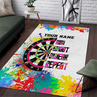 Colorful Dartboard and Splatter Paint Darts Area Rug Personalized Motivational Quote - Wonder Print Shop