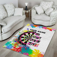 Colorful Dartboard and Splatter Paint Darts Area Rug Personalized Motivational Quote - Wonder Print Shop