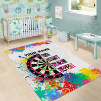 Colorful Dartboard and Splatter Paint Darts Area Rug Personalized Motivational Quote - Wonder Print Shop