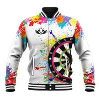 Colorful Dartboard and Splatter Paint Darts Baseball Jacket Personalized Motivational Quote - Wonder Print Shop