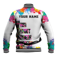 Colorful Dartboard and Splatter Paint Darts Baseball Jacket Personalized Motivational Quote - Wonder Print Shop