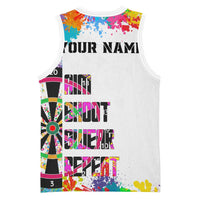 Colorful Dartboard and Splatter Paint Darts Basketball Jersey Personalized Motivational Quote - Wonder Print Shop