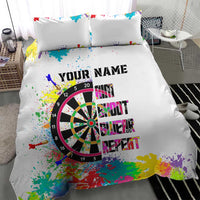 Colorful Dartboard and Splatter Paint Darts Bedding Set Personalized Motivational Quote - Wonder Print Shop
