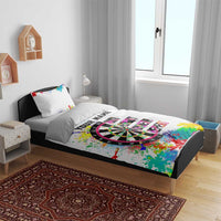 Colorful Dartboard and Splatter Paint Darts Bedding Set Personalized Motivational Quote - Wonder Print Shop