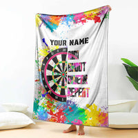 Colorful Dartboard and Splatter Paint Darts Blanket Personalized Motivational Quote - Wonder Print Shop