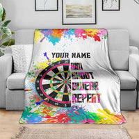 Colorful Dartboard and Splatter Paint Darts Blanket Personalized Motivational Quote - Wonder Print Shop