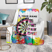 Colorful Dartboard and Splatter Paint Darts Blanket Personalized Motivational Quote - Wonder Print Shop