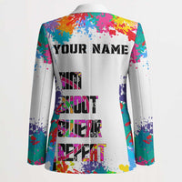 Colorful Dartboard and Splatter Paint Darts Blazer Personalized Motivational Quote - Wonder Print Shop