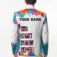 Colorful Dartboard and Splatter Paint Darts Blazer Personalized Motivational Quote - Wonder Print Shop