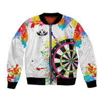 Colorful Dartboard and Splatter Paint Darts Bomber Jacket Personalized Motivational Quote - Wonder Print Shop