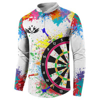 Colorful Dartboard and Splatter Paint Darts Button Sweatshirt Personalized Motivational Quote - Wonder Print Shop