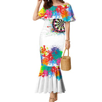 Colorful Dartboard and Splatter Paint Darts Family Matching Mermaid Dress and Hawaiian Shirt Personalized Motivational Quote - Wonder Print Shop