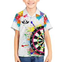 Colorful Dartboard and Splatter Paint Darts Family Matching Off The Shoulder Long Sleeve Dress and Hawaiian Shirt Personalized Motivational Quote - Wonder Print Shop