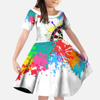 Colorful Dartboard and Splatter Paint Darts Family Matching Off Shoulder Maxi Dress and Hawaiian Shirt Personalized Motivational Quote - Wonder Print Shop