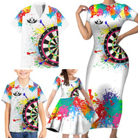 Colorful Dartboard and Splatter Paint Darts Family Matching Short Sleeve Bodycon Dress and Hawaiian Shirt Personalized Motivational Quote - Wonder Print Shop