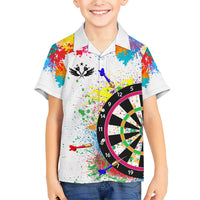 Colorful Dartboard and Splatter Paint Darts Family Matching Short Sleeve Bodycon Dress and Hawaiian Shirt Personalized Motivational Quote - Wonder Print Shop
