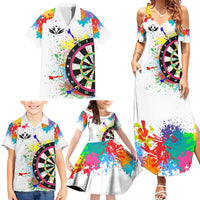 Colorful Dartboard and Splatter Paint Darts Family Matching Summer Maxi Dress and Hawaiian Shirt Personalized Motivational Quote - Wonder Print Shop