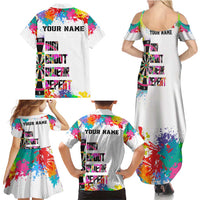 Colorful Dartboard and Splatter Paint Darts Family Matching Summer Maxi Dress and Hawaiian Shirt Personalized Motivational Quote - Wonder Print Shop