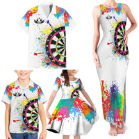 Colorful Dartboard and Splatter Paint Darts Family Matching Tank Maxi Dress and Hawaiian Shirt Personalized Motivational Quote - Wonder Print Shop