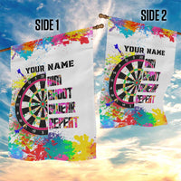 Colorful Dartboard and Splatter Paint Darts Garden Flag Personalized Motivational Quote - Wonder Print Shop