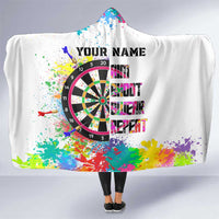 Colorful Dartboard and Splatter Paint Darts Hooded Blanket Personalized Motivational Quote - Wonder Print Shop