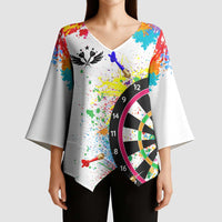 Colorful Dartboard and Splatter Paint Darts Kimono Sleeve Blouse Personalized Motivational Quote - Wonder Print Shop
