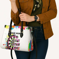 Colorful Dartboard and Splatter Paint Darts Leather Bag Personalized Motivational Quote - Wonder Print Shop
