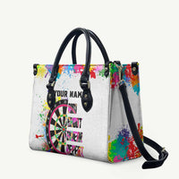 Colorful Dartboard and Splatter Paint Darts Leather Bag Personalized Motivational Quote - Wonder Print Shop