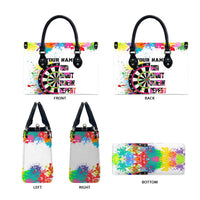Colorful Dartboard and Splatter Paint Darts Leather Bag Personalized Motivational Quote - Wonder Print Shop