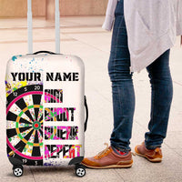 Colorful Dartboard and Splatter Paint Darts Luggage Cover Personalized Motivational Quote - Wonder Print Shop