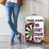 Colorful Dartboard and Splatter Paint Darts Luggage Cover Personalized Motivational Quote - Wonder Print Shop