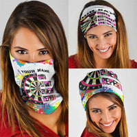 Colorful Dartboard and Splatter Paint Darts Neck Gaiter Motivational Quote TS04