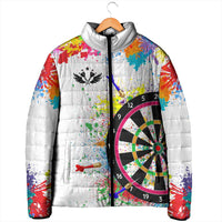 Colorful Dartboard and Splatter Paint Darts Padded Jacket Personalized Motivational Quote - Wonder Print Shop