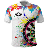 Colorful Dartboard and Splatter Paint Darts Polo Shirt Personalized Motivational Quote - Wonder Print Shop