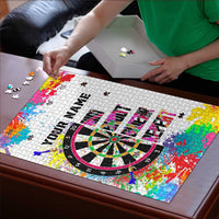 Colorful Dartboard and Splatter Paint Darts Puzzle Personalized Motivational Quote - Wonder Print Shop