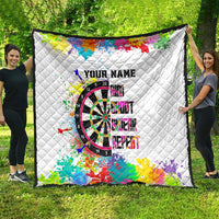 Colorful Dartboard and Splatter Paint Darts Quilt Personalized Motivational Quote - Wonder Print Shop