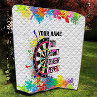 Colorful Dartboard and Splatter Paint Darts Quilt Personalized Motivational Quote - Wonder Print Shop