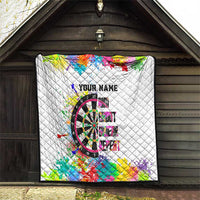 Colorful Dartboard and Splatter Paint Darts Quilt Personalized Motivational Quote - Wonder Print Shop
