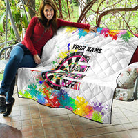Colorful Dartboard and Splatter Paint Darts Quilt Personalized Motivational Quote - Wonder Print Shop