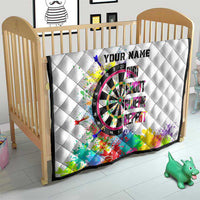 Colorful Dartboard and Splatter Paint Darts Quilt Personalized Motivational Quote - Wonder Print Shop