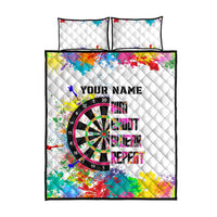 Colorful Dartboard and Splatter Paint Darts Quilt Bed Set Personalized Motivational Quote - Wonder Print Shop
