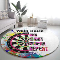 Colorful Dartboard and Splatter Paint Darts Round Carpet Personalized Motivational Quote - Wonder Print Shop